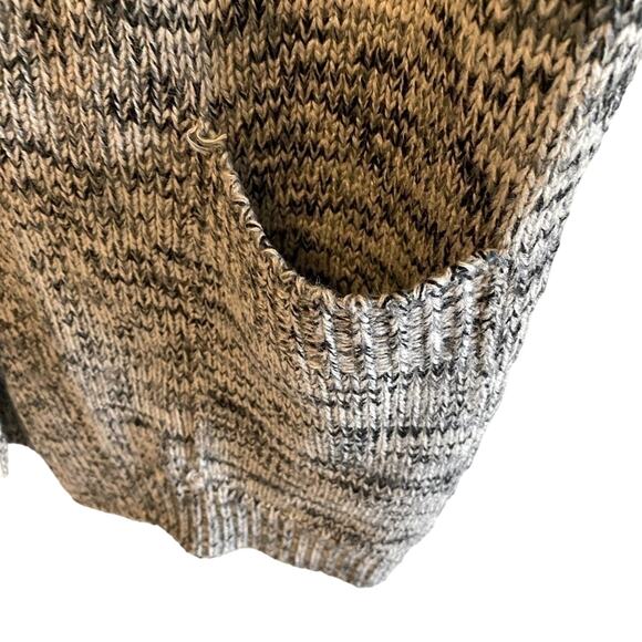 The Limited Black Gray Tight Knit Short Mock Neck Sleeve Button Up Cardigan M - Picture 3 of 6